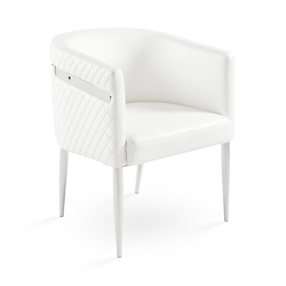 Anastasia Accent Chair: White Leatherette